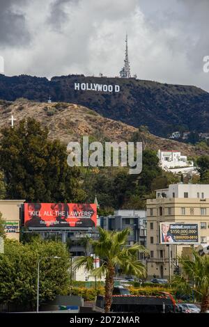 Vista generale dell'insegna di Hollywood davanti al 90° Academy Awards, al Dolby Theatre di Hollywood, Los Angeles, USA. Data immagine: Sabato 3 marzo 2018, 2017. Il credito fotografico dovrebbe essere: Matt Crossick/ EMPICS Entertainment. Foto Stock