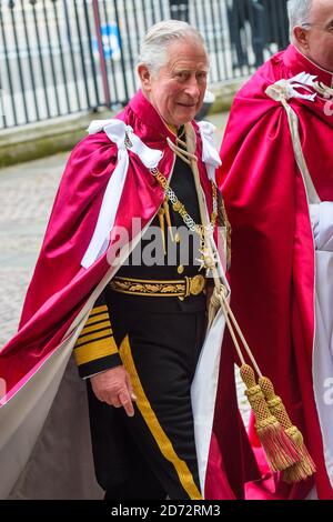 Il principe Carlo arriva all'Abbazia di Westminster a Londra, per assistere al servizio di installazione di Cavalieri Grand Cross dell'Ordine del bagno. Il principe del Galles partecipava in qualità di Gran Maestro dell'Ordine d'onore delle Terme, un ordine militare istituito dal re Giorgio i nel 1725. Data immagine: Giovedì 24 maggio 2018. Il credito fotografico dovrebbe essere: Matt Crossick/ EMPICS Entertainment. Foto Stock