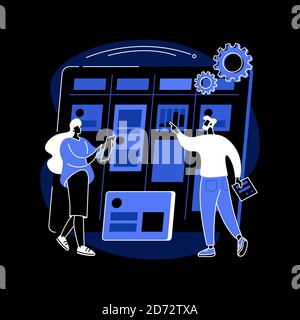 Illustrazione vettoriale del concetto astratto della scheda Kanban. Illustrazione Vettoriale