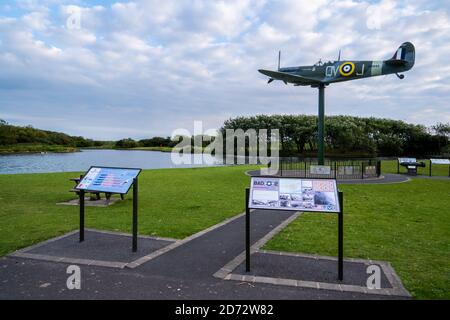 Spitfire Memorial Fairhaven Lake a St Annes sul mare agosto 2020 Foto Stock