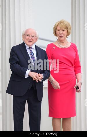 Il presidente dell'Irlanda Michael Higgins e la moglie Sabina Higgins ad Aras an Uachtarain a Dublino, Irlanda. Data immagine: Mercoledì 11 luglio 2018. Il credito fotografico dovrebbe essere: Matt Crossick/ EMPICS Entertainment. Foto Stock