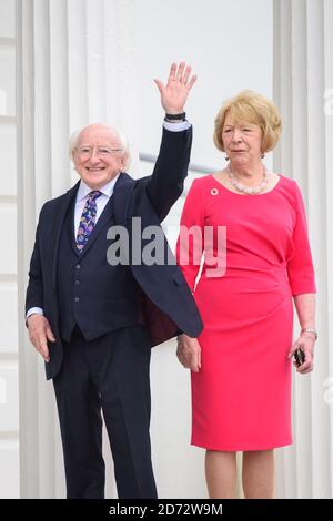 Il presidente dell'Irlanda Michael Higgins e la moglie Sabina Higgins ad Aras an Uachtarain a Dublino, Irlanda. Data immagine: Mercoledì 11 luglio 2018. Il credito fotografico dovrebbe essere: Matt Crossick/ EMPICS Entertainment. Foto Stock