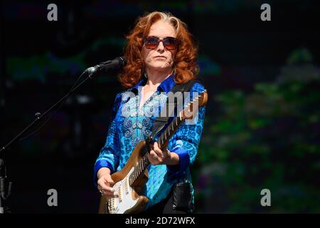 Bonnie Raitt si esibisce al festival britannico del periodo estivo di Hyde Park a Londra. Data immagine: Domenica 14 luglio 2018. Il credito fotografico dovrebbe essere: Matt Crossick/ EMPICS Entertainment. Foto Stock