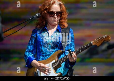 Bonnie Raitt si esibisce al festival britannico del periodo estivo di Hyde Park a Londra. Data immagine: Domenica 14 luglio 2018. Il credito fotografico dovrebbe essere: Matt Crossick/ EMPICS Entertainment. Foto Stock