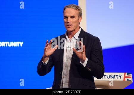 Lewis Pugh parla durante la conferenza annuale del Partito conservatore, presso l'International Convention Centre di Birmingham. Data immagine: Lunedì 1 ottobre 2018. Il credito fotografico dovrebbe essere: Matt Crossick/ EMPICS. Foto Stock