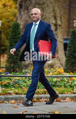 Il Segretario commerciale Sajid Javid arriva a Downing Street, Londra, per una riunione del Gabinetto. Data immagine: Martedì 13 novembre 2018. Il credito fotografico dovrebbe essere: Matt Crossick/ EMPICS Entertainment. Foto Stock