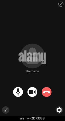 Modello schermata videochiamata. Interfaccia per videochiamata. Pagina vettoriale dell'area di lavoro. Domanda di comunicazione sociale. Videoconferenza. Video di layout Illustrazione Vettoriale