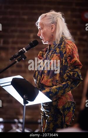 Vivienne Westwood parla ad un evento di imperialismo sul processo - libera Julian Assange, sotto la cripta a Clerkenwell, Londra. Data immagine: Mercoledì 12 giugno 2019. Il credito fotografico dovrebbe essere: Matt Crossick/Empics Foto Stock