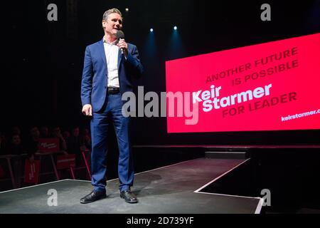 Sir Keir Starmer parla ad un rally alla Roundhouse nel nord di Londra, durante la sua campagna per essere leader del Partito laburista. Data immagine: Domenica 16 febbraio 2020. Il credito fotografico dovrebbe essere: Matt Crossick/Empics Foto Stock