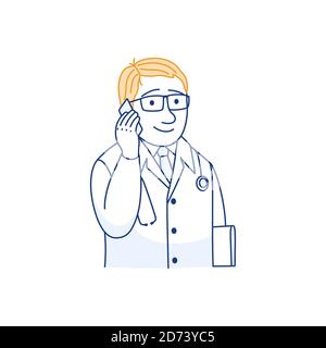 Icona della linea di consultazione medica del telefono cellulare. Illustrazione Vettoriale