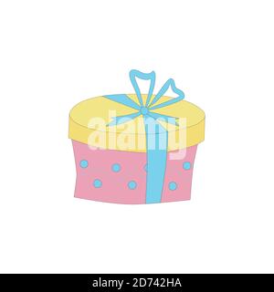 Il concetto della confezione regalo a strisce rosa. Illustrazione vettoriale Illustrazione Vettoriale