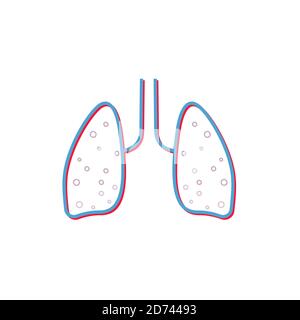 Icona linea piatta polmonare. Pittogramma vettoriale sottile di organo interno umano, illustrazione di contorno per clinica polmonare. Illustrazione Vettoriale
