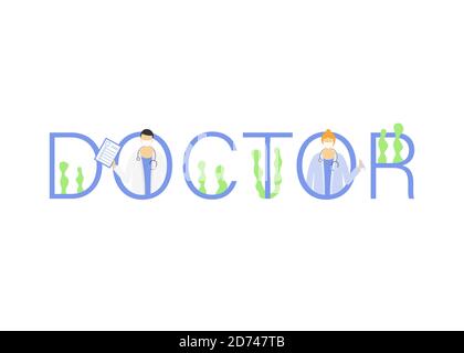 Il team medico vi dà il benvenuto. Medici, medici mascherati che lottano per la nostra vita. Rimani a casa Illustrazione Vettoriale