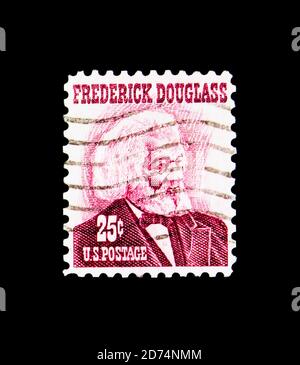 MOSCA, RUSSIA - 24 NOVEMBRE 2017: Un francobollo stampato negli Stati Uniti mostra Frederick Douglass, famosa serie americana, circa 1973 Foto Stock