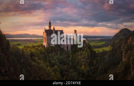 Il punto di vista dal Castello di Neuschwanstein, Foto Stock