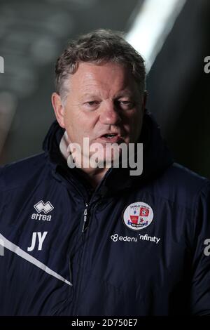 Exeter, Regno Unito. 20 Ott 2020. John Yems manager di Crawley Town durante la partita EFL Sky Bet League 2 tra Exeter City e Crawley Town a St James' Park, Exeter, Inghilterra, il 20 ottobre 2020. Foto di Dave Peters. Solo per uso editoriale, è richiesta una licenza per uso commerciale. Nessun utilizzo nelle scommesse, nei giochi o nelle pubblicazioni di un singolo club/campionato/giocatore. Credit: UK Sports Pics Ltd/Alamy Live News Foto Stock