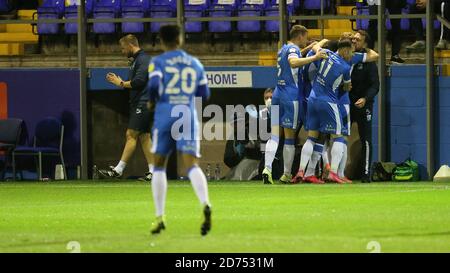 BARROW, INGHILTERRA. IL 20 OTTOBRE Chris Taylor celebra dopo aver segnato il loro primo goal durante la partita Sky Bet League 2 tra Barrow e Bolton Wanderers a Holker Street, Barrow-in-Furness martedì 20 ottobre 2020. (Credit: Mark Fletcher | MI News) Credit: MI News & Sport /Alamy Live News Foto Stock