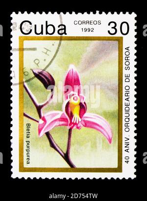 MOSCA, RUSSIA - 25 NOVEMBRE 2017: Un francobollo stampato a Cuba mostra, serie, circa 19 Foto Stock
