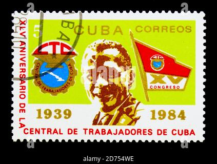 MOSCA, RUSSIA - 25 NOVEMBRE 2017: Un francobollo stampato a Cuba mostra, serie, circa 19 Foto Stock