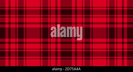 Gabbie lumberjack motivo senza cuciture. Ampio sfondo orizzontale a strisce rosse e scure. Sfondo astratto a scacchi per stock vettoriali. Trend Natale e nuovo Illustrazione Vettoriale