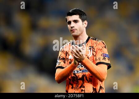 Kiev, Ucraina. 20 Ott 2020. KIEV, UCRAINA - 20 ottobre 2020: Alvaro Morata della Juventus FC celebra la vittoria alla fine della partita di calcio della UEFA Champions League tra il FC Dynamo Kyiv e la Juventus FC. (Foto di Nicolò campo/Sipa USA) Credit: Sipa USA/Alamy Live News Foto Stock