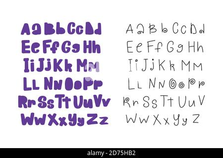 Vettore cartone animato mano disegnato decorativo vettore moderno ABC Illustrazione Vettoriale