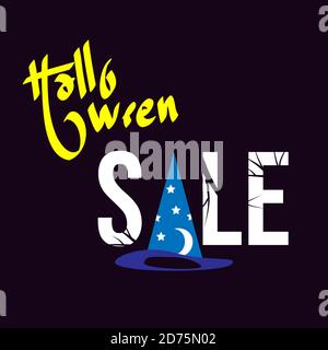 Modello banner offerta speciale Halloween sale con lettere disegnate a mano per lo shopping di vacanza. Solo per un periodo di tempo limitato. Illustrazione vettoriale. Halloween felice. Illustrazione Vettoriale