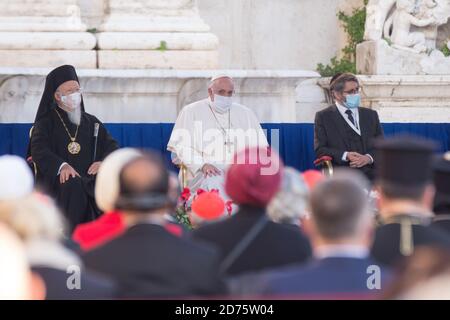 Roma, Italia. 20 Ott 2020. Patriarca Bartolomeo i e Papa Francesco (Foto di Matteo Nardone/Pacific Press) Credit: Pacific Press Media Production Corp./Alamy Live News Foto Stock