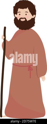 presepe mangiatore joseph cartoon personaggio illustrazione vettoriale Illustrazione Vettoriale