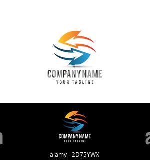 Segno vettore aria condizionata e riscaldamento, due frecce di colore Illustrazione Vettoriale