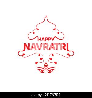 Navratri felice in forma decorativa con gli occhi di lord Durga. Festa di nove giorni di lord Durga significa Navratri. Illustrazione Vettoriale