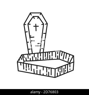 Vettore icona coffin. Stile icona Doodle disegnata a mano o Black Outline Illustrazione Vettoriale