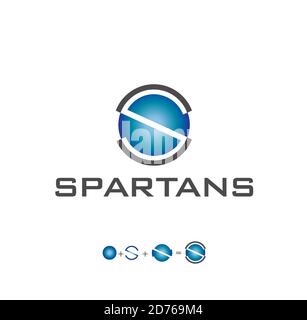 Logo Spartans con monogramma blu lettera s. Illustrazione Vettoriale