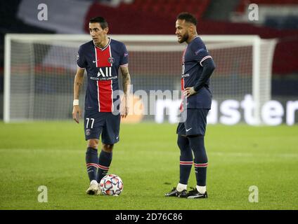 Ngel di Maria, Neymar Jr del PSG durante la UEFA Champions League, Group Stage, Group H match di calcio tra Paris Saint-Germain (PSG) e Mancheste Foto Stock