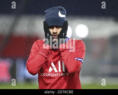 Eymar Jr del PSG durante il riscaldamento prima della UEFA Champions League, Group Stage, Gruppo H partita di calcio tra Paris Saint-Germain (PSG) e Manche Foto Stock