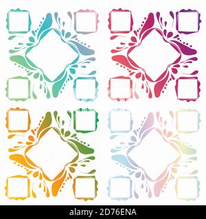 Impostare con i fotogrammi gradiente. Bellissimi colori e forme di cornici. Per testo o foto. Illustrazione Vettoriale