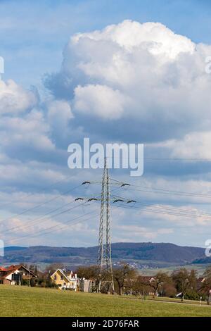 Stromtrasse, Iggingen, Schwäbische Alb Foto Stock