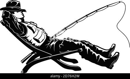 Pescatore scivolante. L'illustrazione vettoriale può essere usata per il disegno di fotoricettore, le schede, i loghi ed altro disegno. Illustrazione Vettoriale