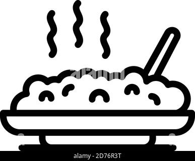 Icona riso caldo. Icona vettoriale riso caldo contorno per web design isolato su sfondo bianco Illustrazione Vettoriale