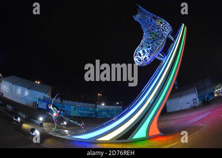 Gangneung, Corea del Sud. Credito: MATSUO. 24 Feb 2018. Vista generale Speed Skating : la Messa delle donne inizia finale a Gangneung Oval durante i Giochi Olimpici invernali di PyeongChang 2018 a Gangneung, Corea del Sud. Credit: MATSUO .K/AFLO SPORT/Alamy Live News Foto Stock