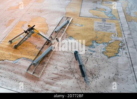 Ponte di navigazione, nave da crociera Ventus Australis, Magallanes e Cilena Antartide Regione, Cile, Sud America, America Foto Stock