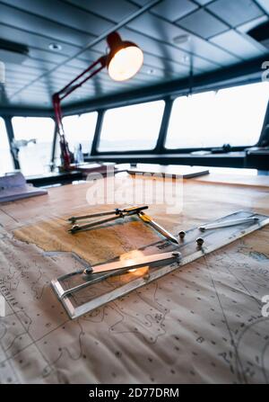 Ponte di navigazione, nave da crociera Ventus Australis, Magallanes e Cilena Antartide Regione, Cile, Sud America, America Foto Stock