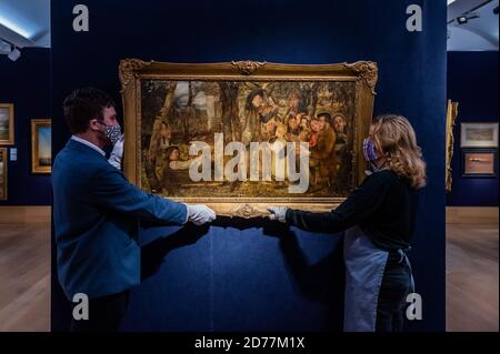 Londra, Regno Unito. 21 Ott 2020. James Campbell, A Pastoral Rehearsal, 1860, est £25,000 - 35,000 - Anteprima della vendita Bonhams del XIX secolo e dell'arte impressionista britannica prevista per giovedì 22 ottobre, a New Bond Street. Credit: Guy Bell/Alamy Live News Foto Stock