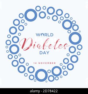 Banner Giornata Mondiale del diabete con un cerchio blu simbolo della Giornata Mondiale del diabete. Progettazione concettuale del giorno del diabete. Illustrazione vettoriale EPS.8 EPS.10 Illustrazione Vettoriale