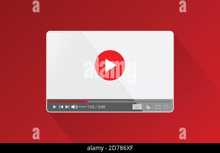 Sfondo del lettore video dello schermo per un sito Web o un'applicazione. Interfaccia Flat Video Player per applicazioni Web e mobili. Illustrazione vettoriale EPS.8 EPS.10 Illustrazione Vettoriale