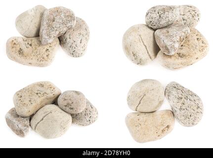 Pietra grande naturale, ciottoli isolati su sfondo bianco. Pietre per bagni e saune Foto Stock