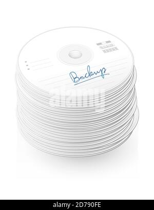 CD di backup, pila di compact disc, molti DVD, mucchio di dischi digitali versatili - simbolici per grandi volumi e massa di dati e informazioni. Foto Stock