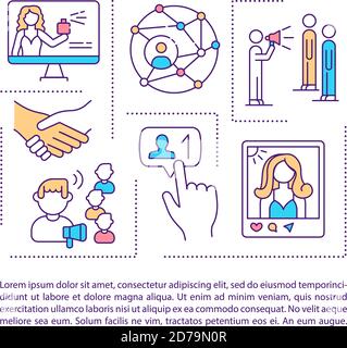 Cosa sono le icone concettuali influencer con testo Illustrazione Vettoriale