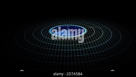 Velivoli nemici o navi rilevate dalla scansione radar, velocità dell'oggetto e monitoraggio della posizione. Scansione di oggetti tramite radar. concetto di risoluzione 4k Foto Stock