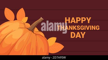 felice giorno di ringraziamento autunno tradizionale biglietto d'auguri vacanza vettore orizzontale illustrazione Illustrazione Vettoriale